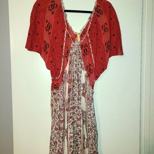 Free People deep v flowy mini dress